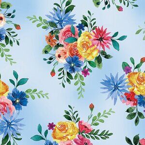 Benartex Blue Floral Cotton By the Yard, 1 yard